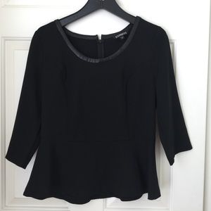 Express Women’s Black Long Sleeve Peplum Top Size M